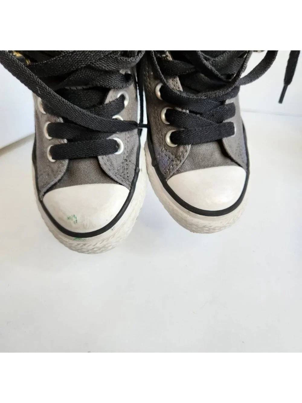 Converse Kids Black Gray Hi Top Sneakers Shoes Yellow Plaid Skater School 11